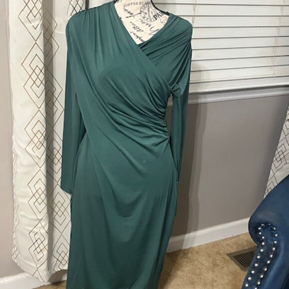 H&M Green Ruched Midi Dress, Size XL | Elegant & Comfortable - Picture 6 of 7